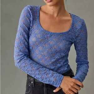 Maeve by Anthropologie Lace Long Sleeve Top Large
Blueish-Purple
